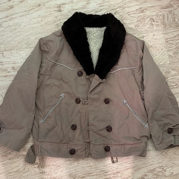 Western Style Sherpa Coat with leather buttons - Men's XS, Women's S - Picture 1 of 6